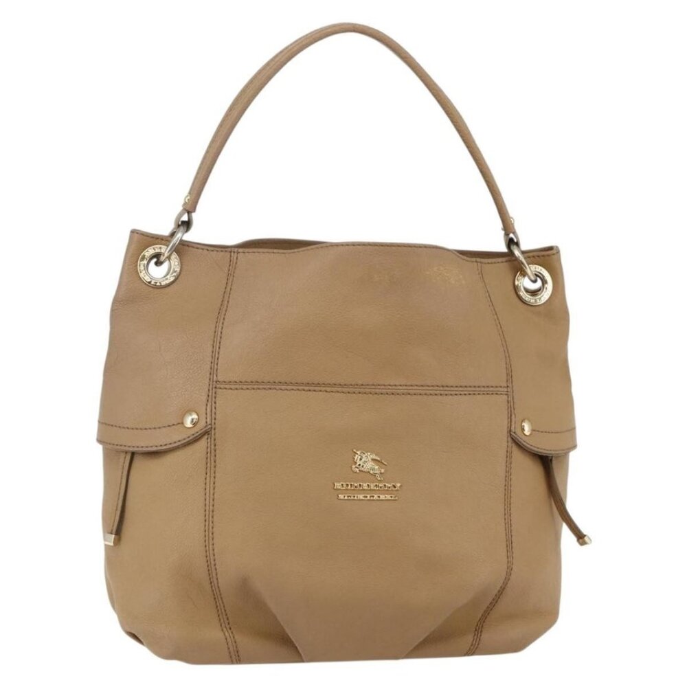 Authentic BURBERRY Blue Label Shoulder Bag Leather Beige Gold